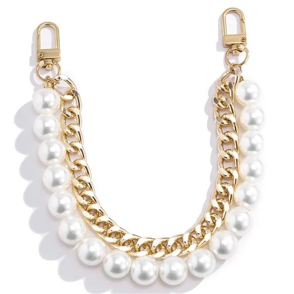 Faux Pearls & Gold Tone Purse Chain Extender / Bag Chain Charm - Picture 2 of 8